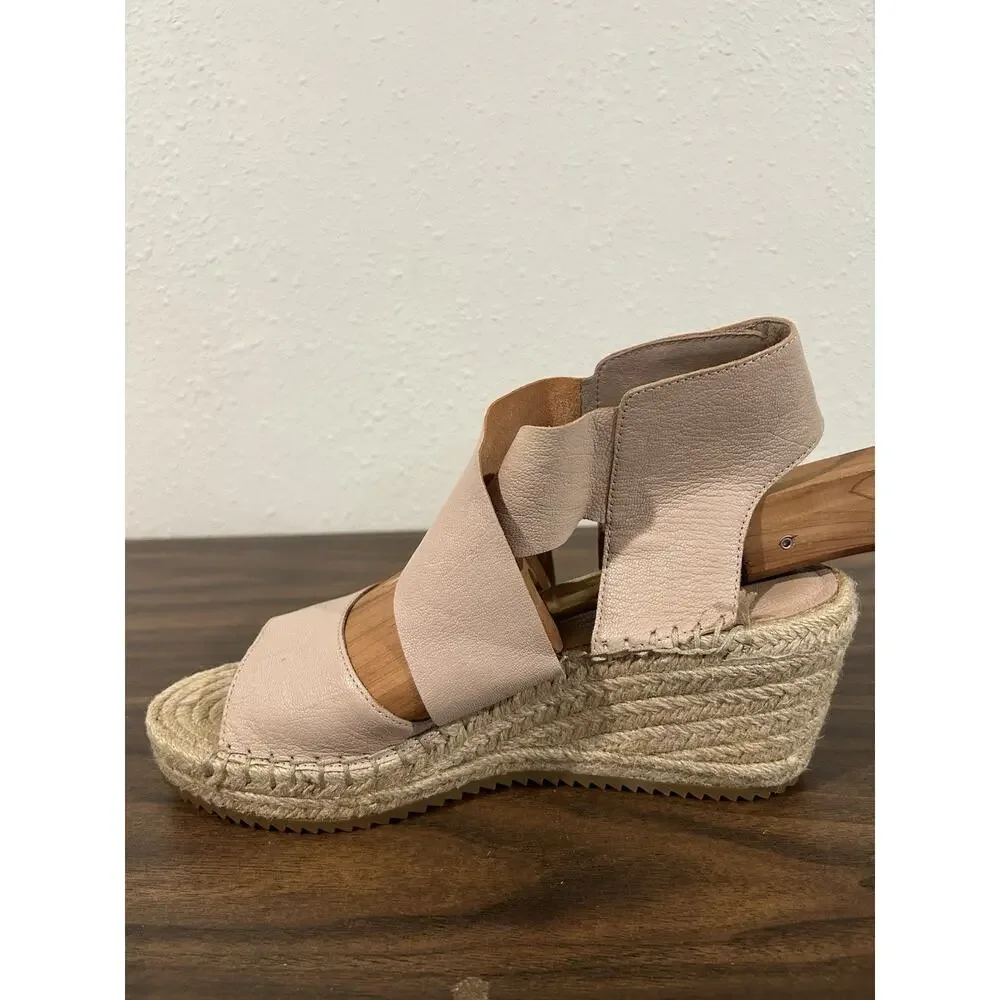 Eileen Fisher Womens Willow Sandal Sz 8 Espadrille Platform Wedge Heel Nude Pink